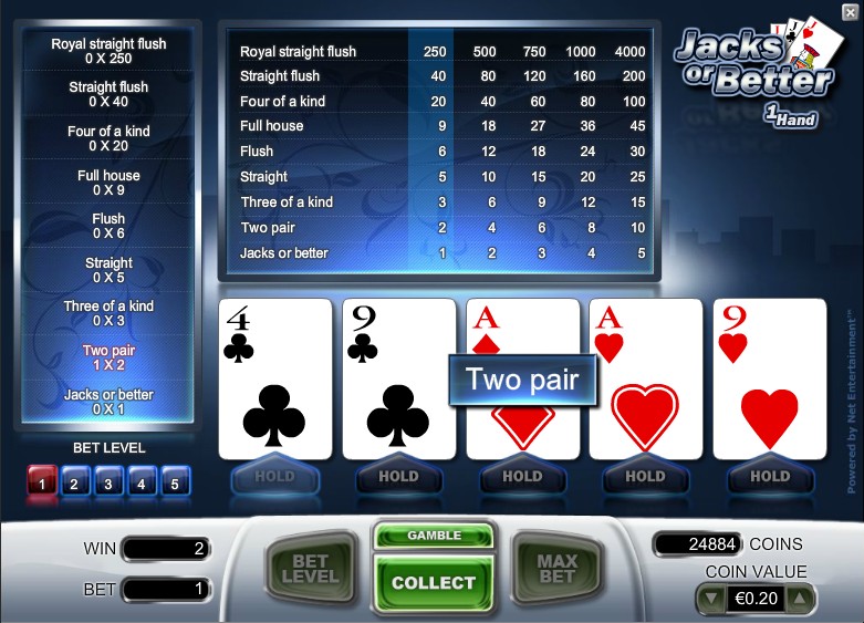 Jacks or better video poker slot online gratis